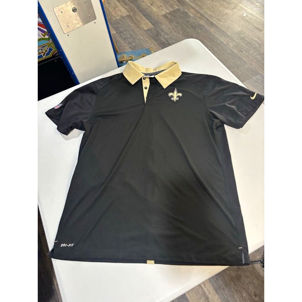Nike NFL New Orleans Saints Dri-FIT On-Field Collared Polo Shirt L Black/Gold